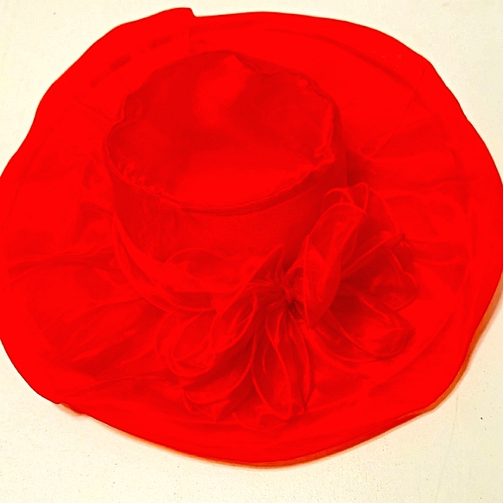 ``RH25828 - Red Derby Organza Hat